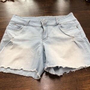 WBB YMI jean shorts. Mid rise  size 18. Factory distressed.